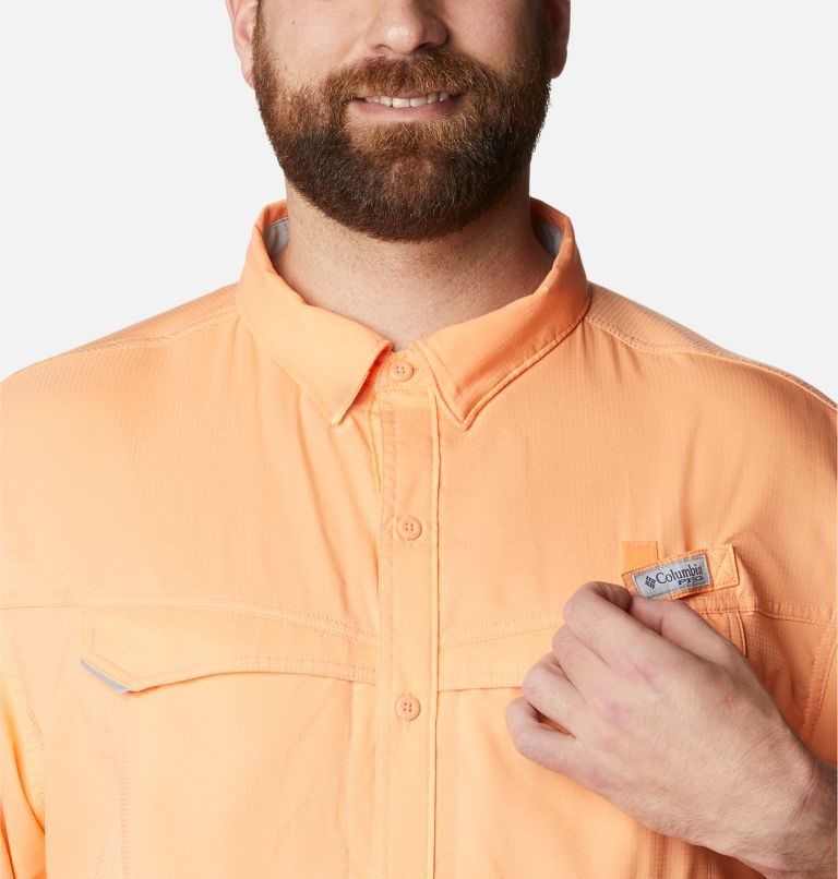 Men's Columbia PFG Low Drag Offshore Short Sleeve Shirts Orange | Plus Size CA-O81L3